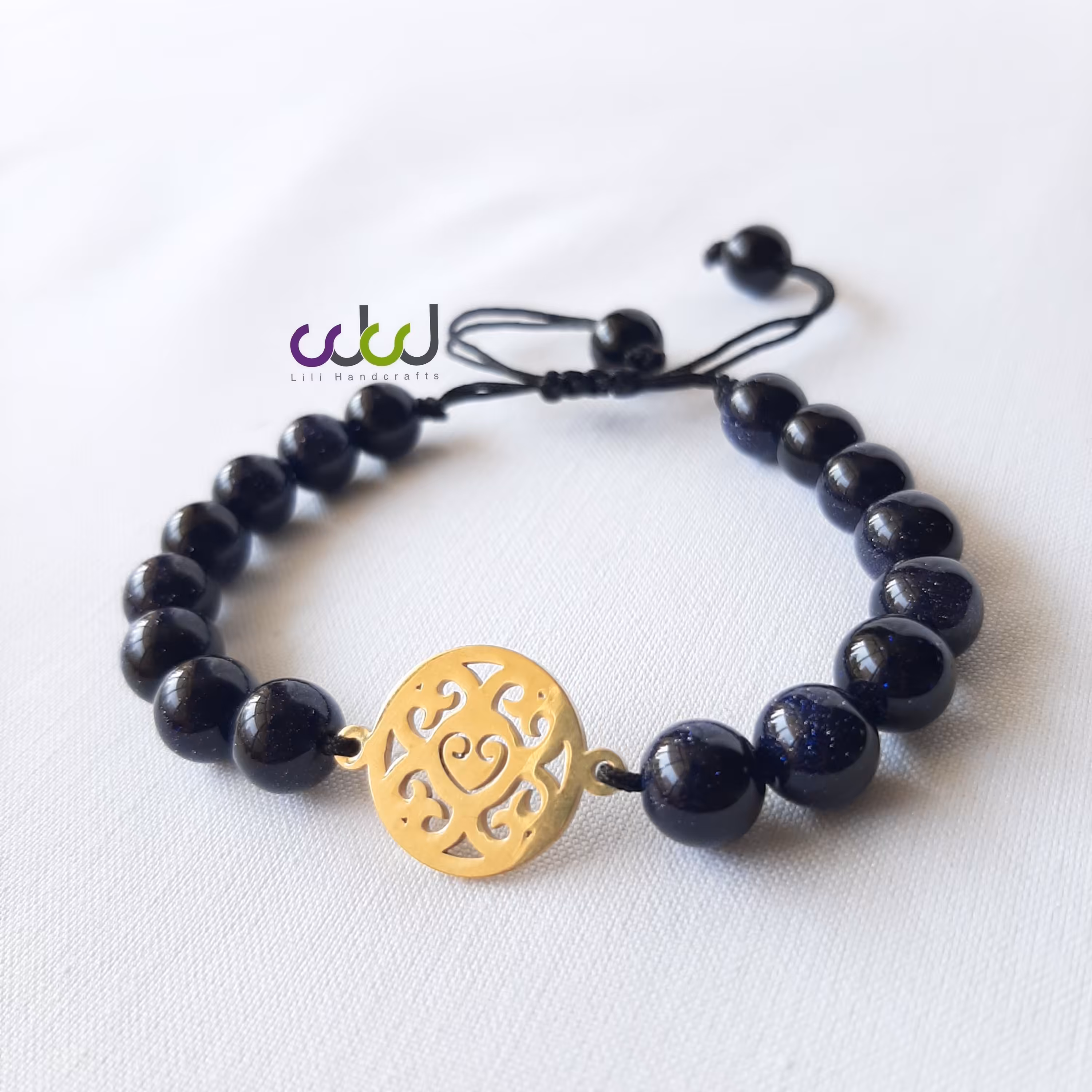 دستبند سنگ دلربا و پلاک استیل