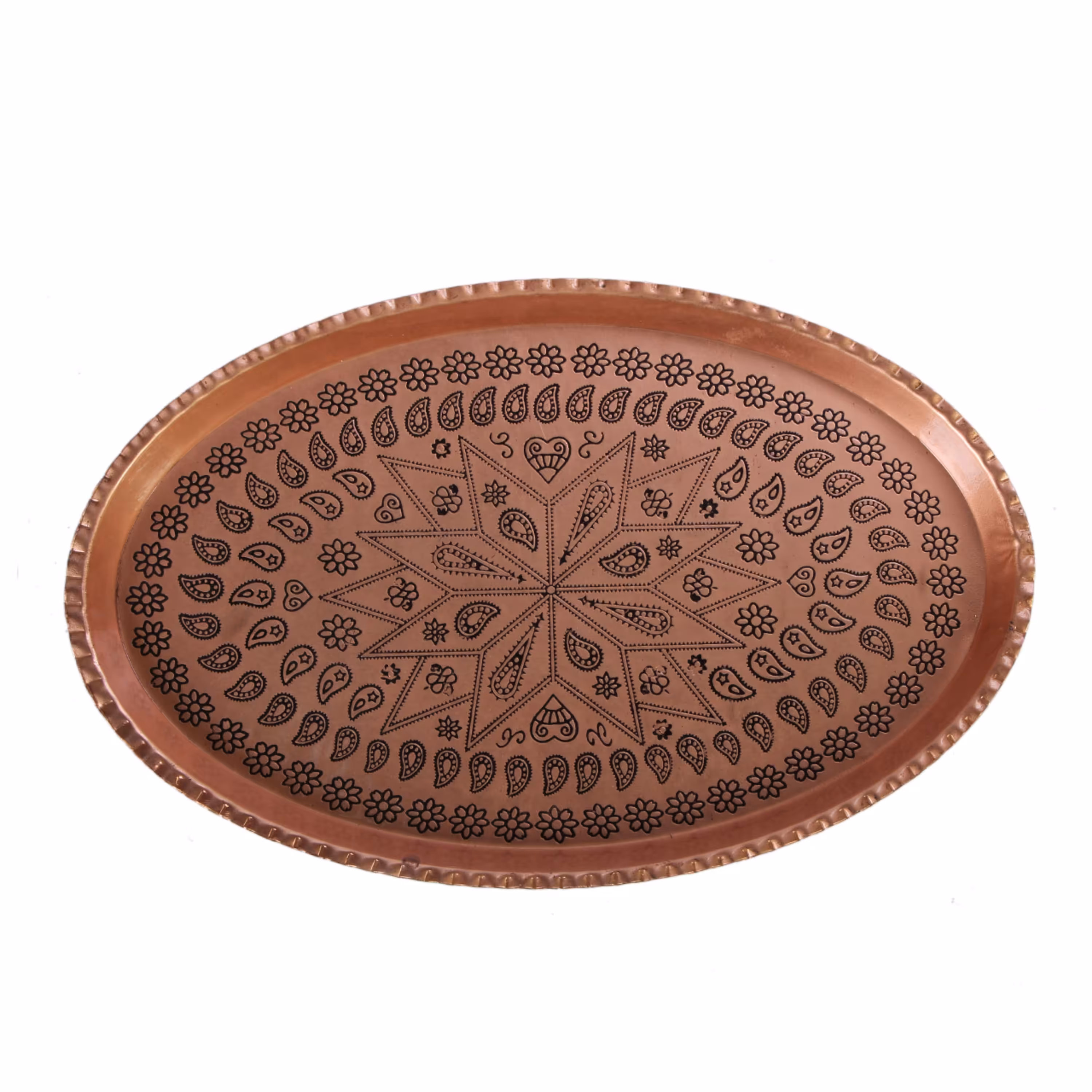 سینی مسی طرح بیضی کد zh54 قطر 38 سانتی متر