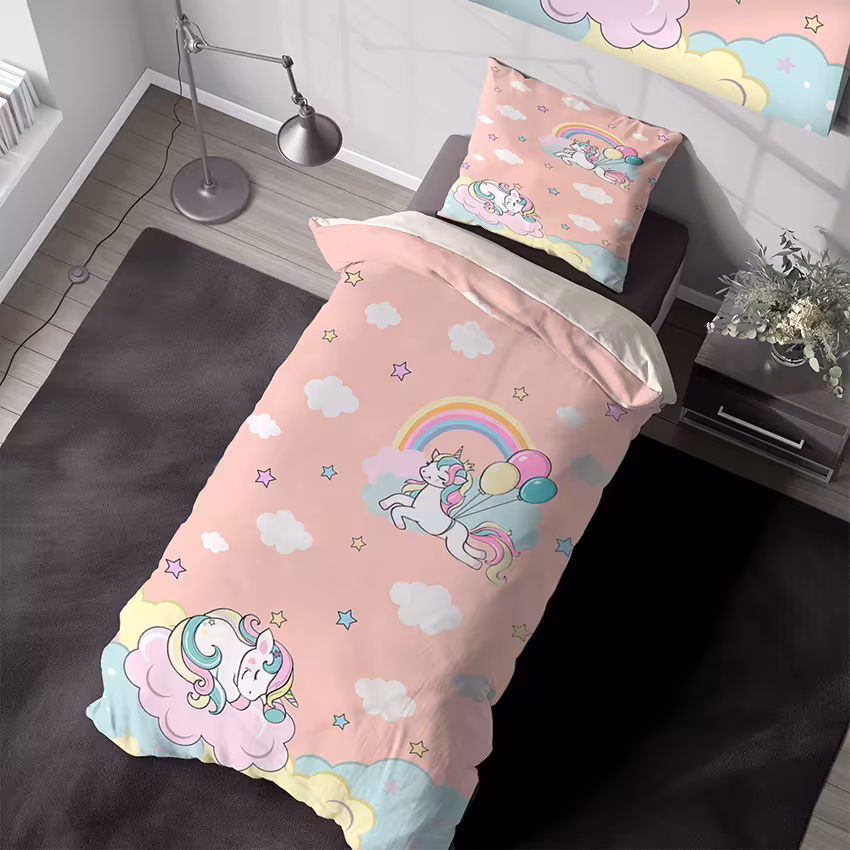 روتختی فانتزی دخترانه طرح یونیکورن با زمینه صورتی CS-1014