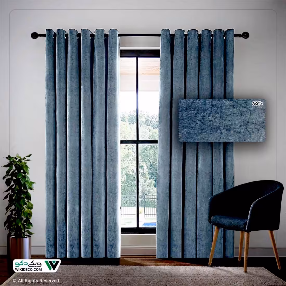 پرده مخمل شانل ترک درجه یک رنگ آب اجلاسی سفارشی