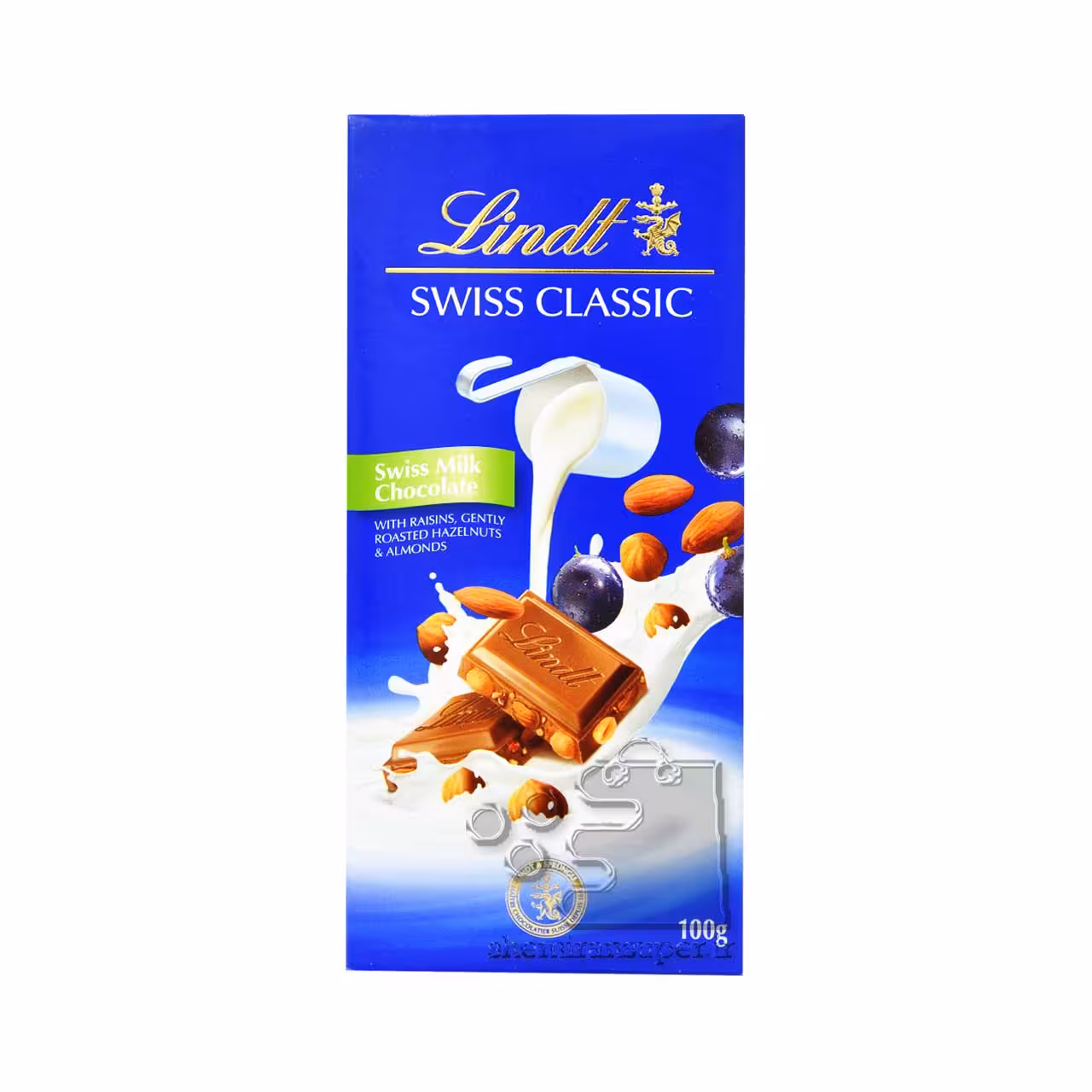 شکلات شیری با بادام ، فندق و کشمش 100 گرم کلاسیک لینت - lindt