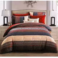 سرویس لحاف روتختی یکنفره 4 تکه مدل سنتی قرمز راه راه
