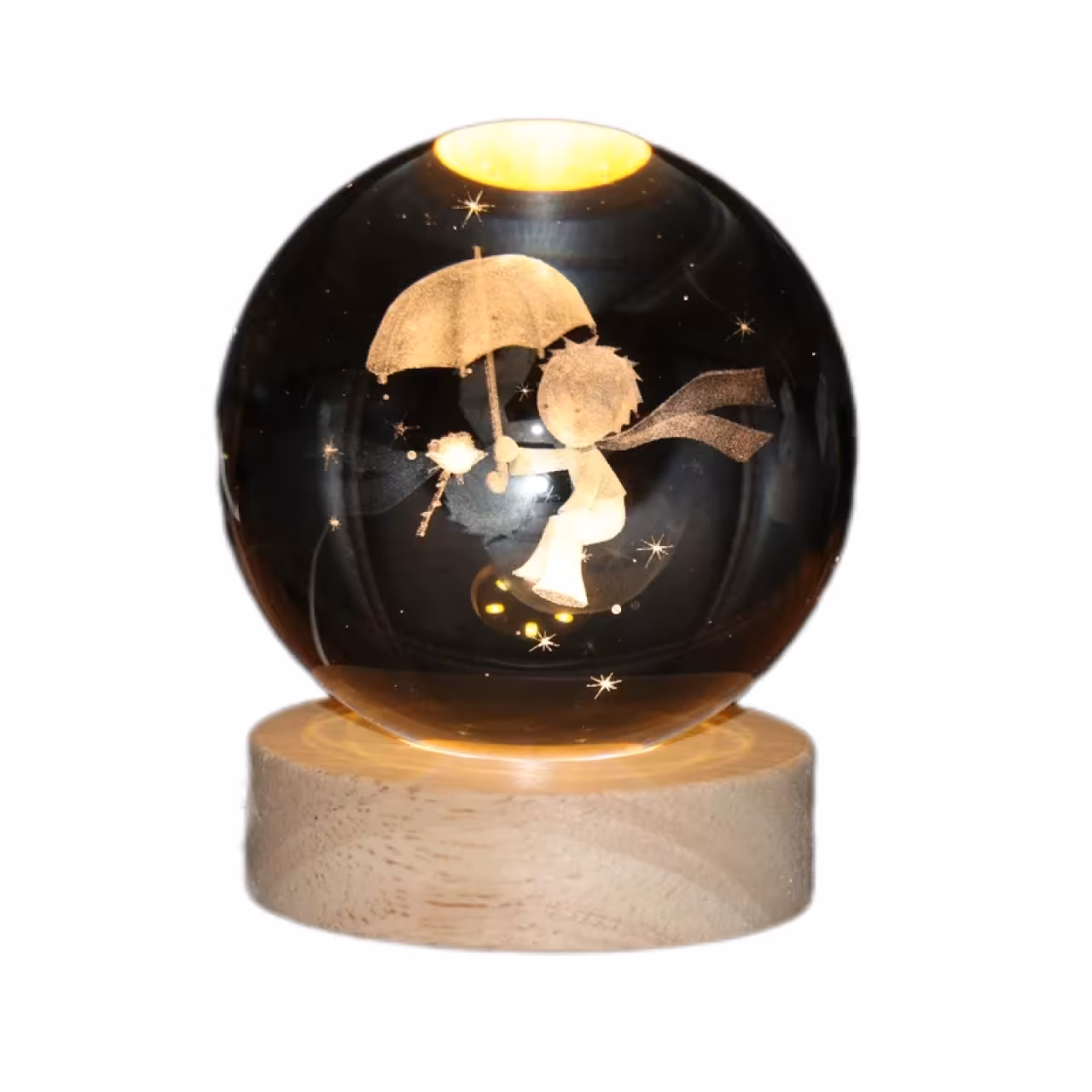 چراغ خواب گوی شیشه ای طرح شازده کوچولو و چتر سایز 8