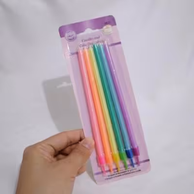 شمع مدادی بلند اکلیلی 6عددی رنگی جشن تولد و سالگرد نامزدی