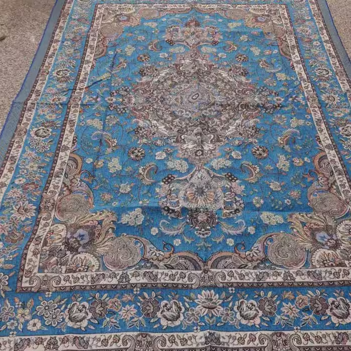 روفرشی مخمل ابریشم فیروزه ای یزد 3 متری