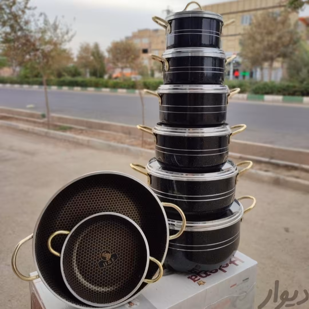 سرویس قابلمه لبه چدن تو زنبوری 14پارچه