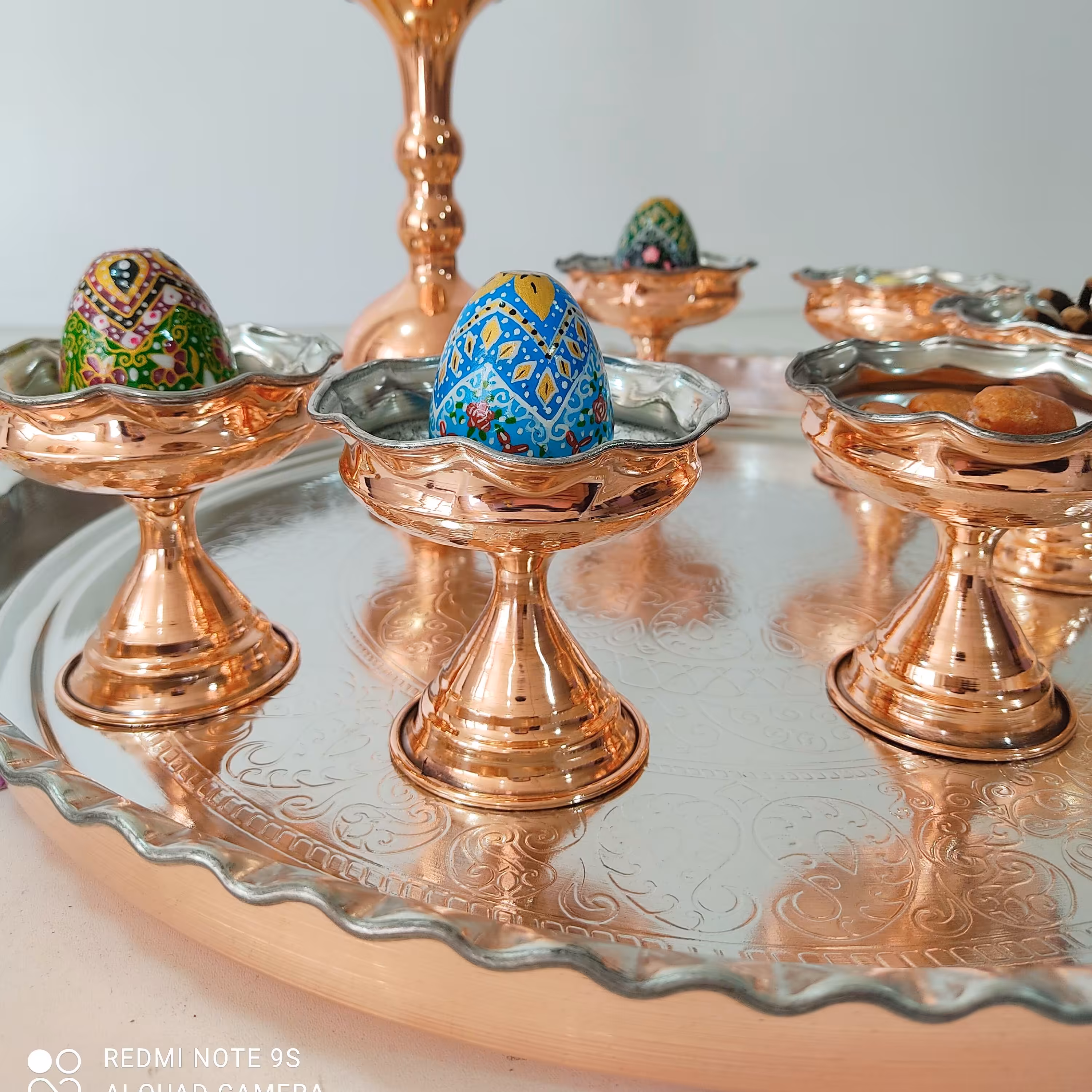 پیاله هفت سین نوروزی مسی 6 تایی،نانو شده،ارسال رایگان