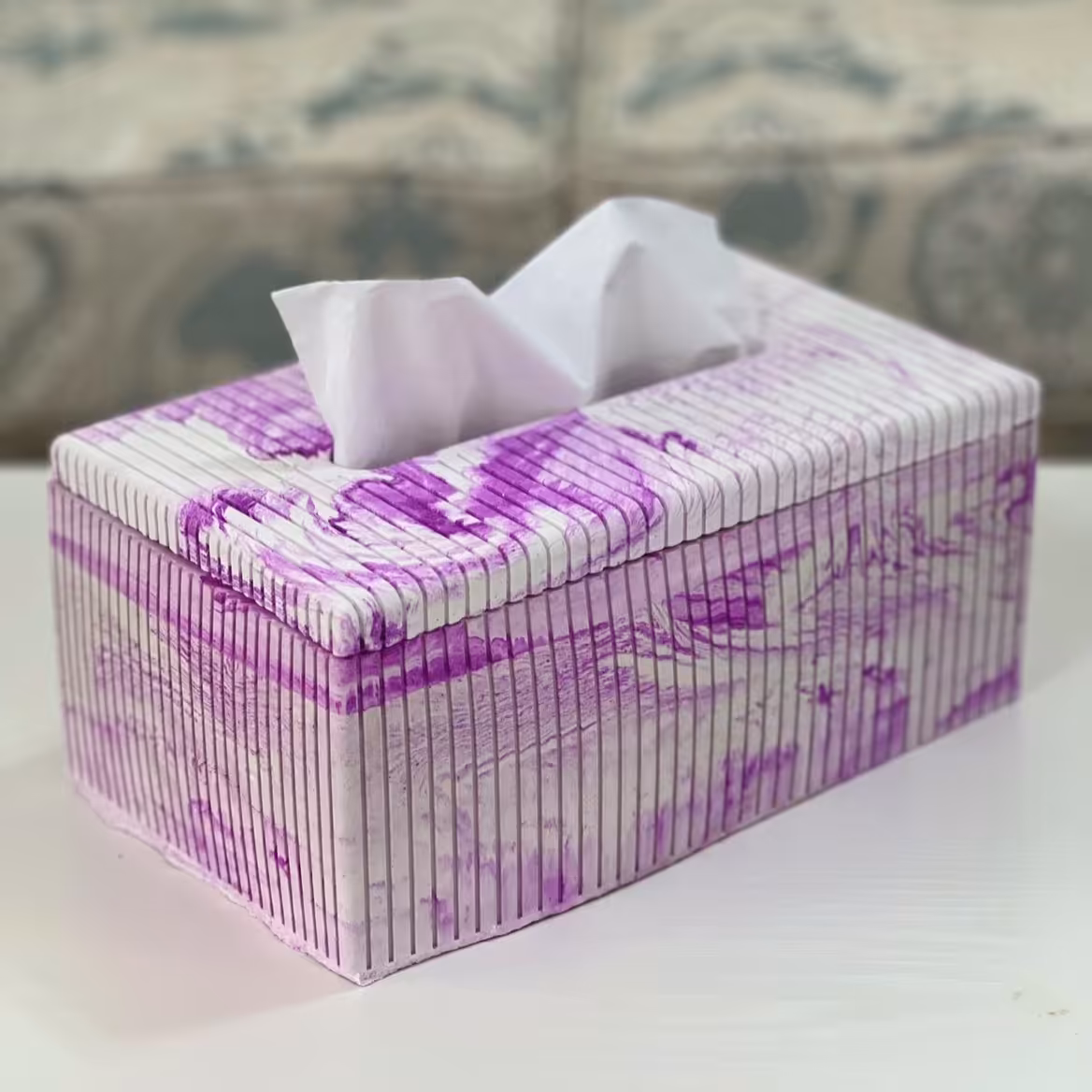 خریدو فروش و قیمت جای دستمال کاغذی لاکچری طرح کهکشانی بنفش مدل پرنسا