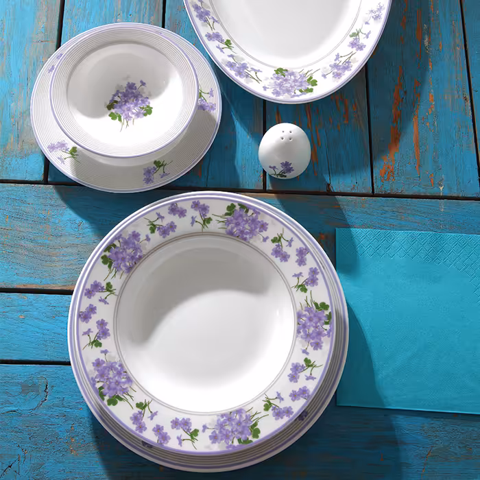 سرویس چینی زرین طرح یاس بنفش 28 پارچه
