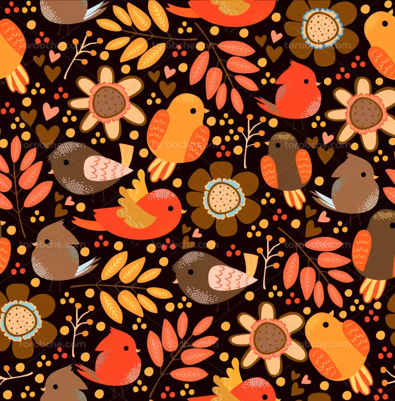 وکتور پرنده و برگ | گرافیک با طعم تربچه