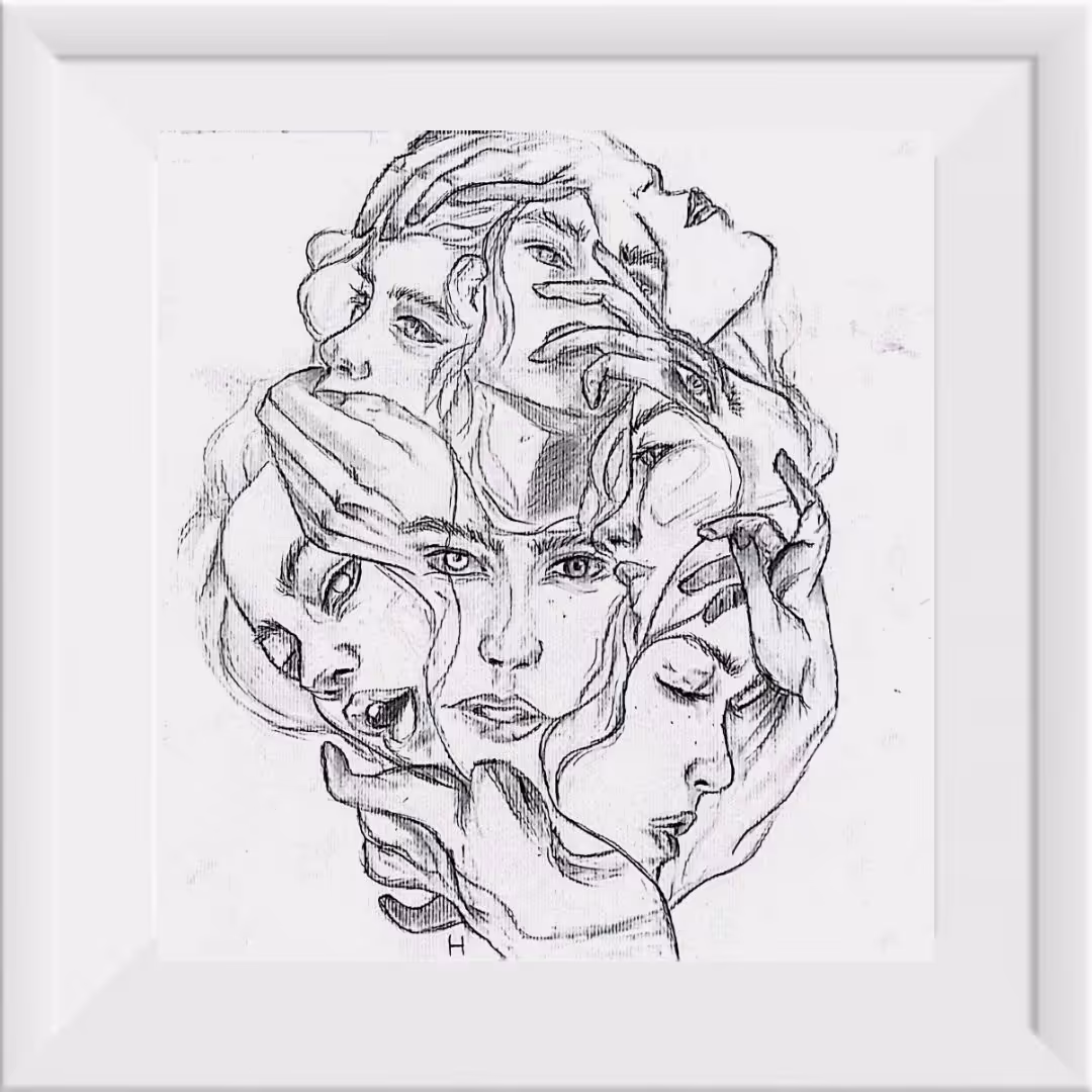تابلو نقاشی سیاه قلم 20 در 20