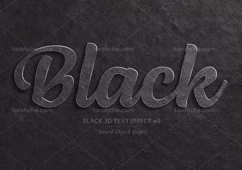 موکاپ افکت متن سه بعدی مشکی | گرافیک با طعم تربچه