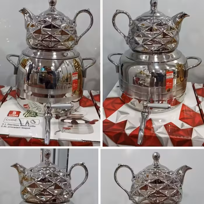 کتری قوری استیل وطلایی