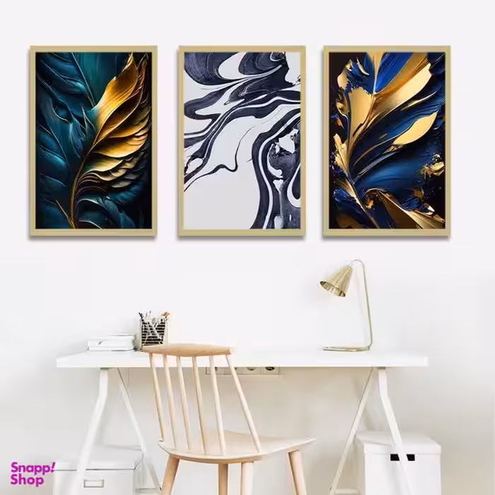 تابلو بکلیت طرح نقاشی مدرن آبرنگی مدل BE-1731 مجموعه 3 عددی