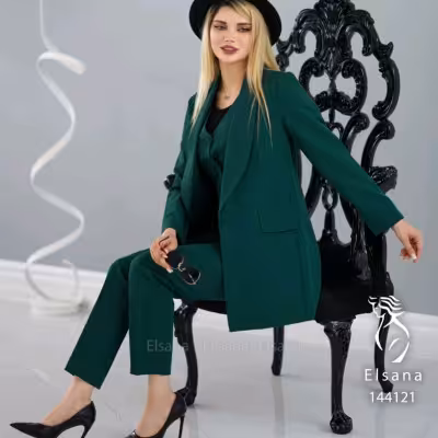 ست سه تیکه کت و شلوار و جلیقه مدل گل بهار