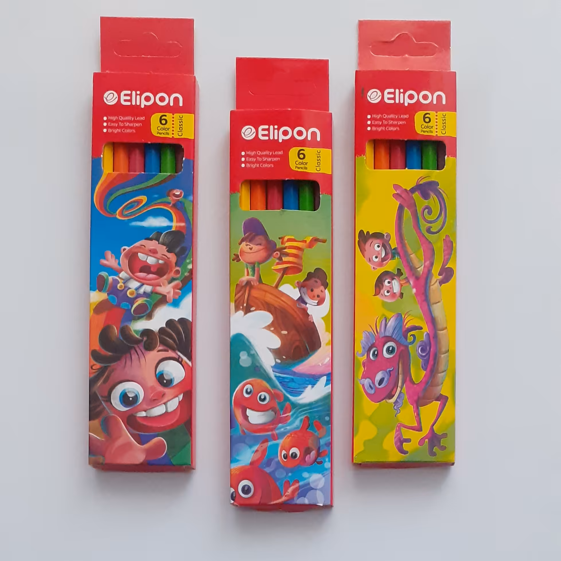 مداد رنگی 6 رنگ الیپون کیفیت عالی مناسب جایزه و استفاده کودک