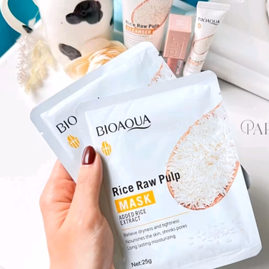 ماسک ورقه صورت برنج بیوآکوا جوانسازی شاداب کننده و ضد لک 