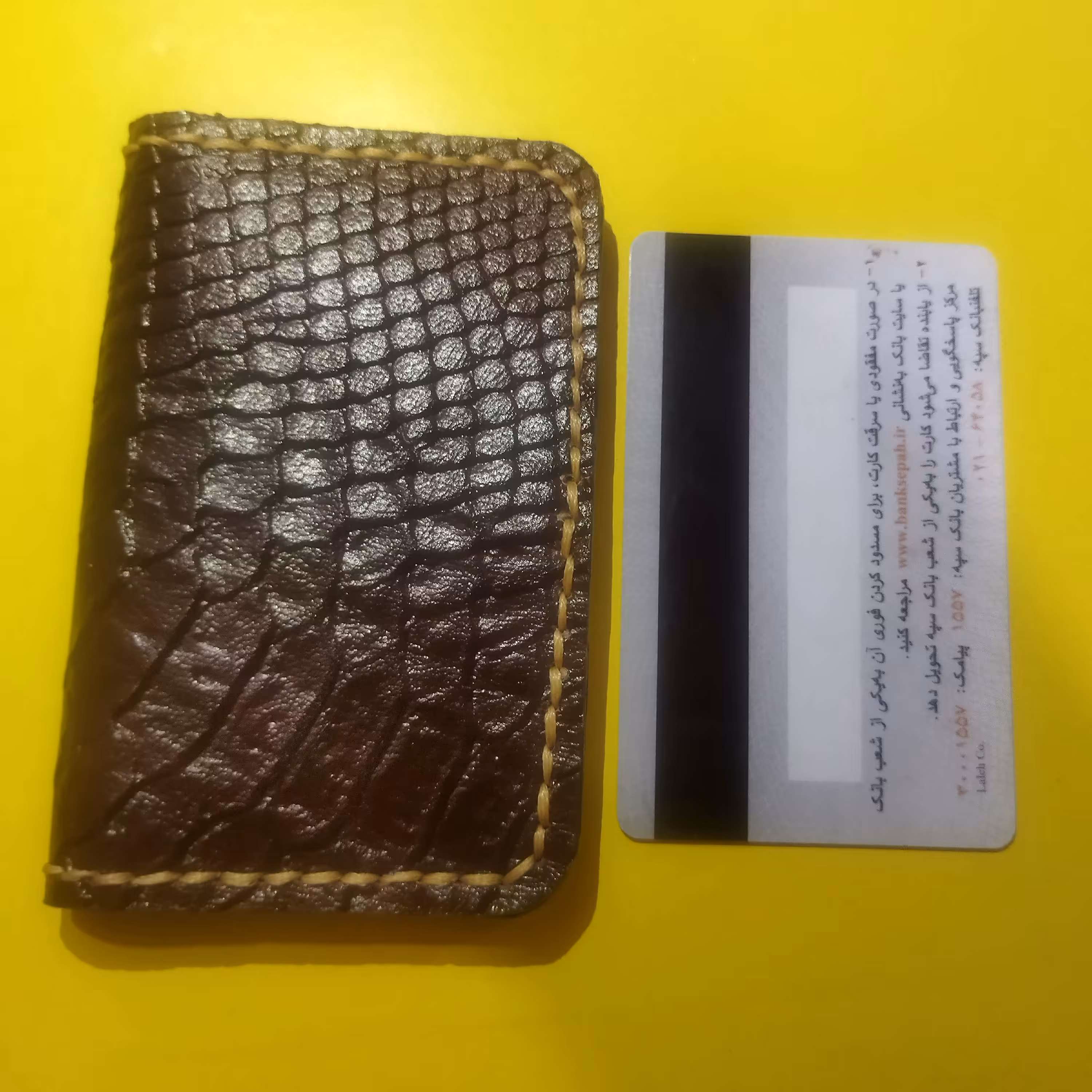 جاکارتی چرم طبیعی دست دوز  ، 6 جای کارت مجزا