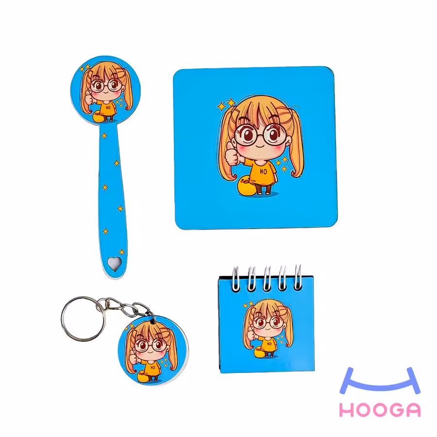 ست چهارتایی چوبی طرح دختر عینکی - هوگا شاپ - فروش انواع محصولات فانتزی