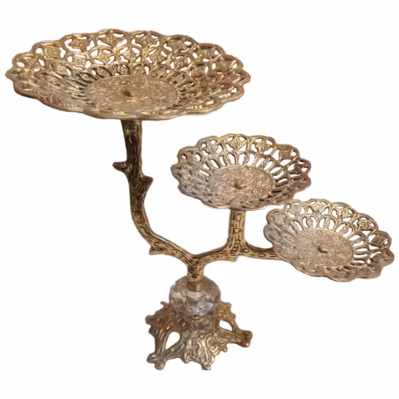 شیرینی خوری برنجی طرح شاخه درخت