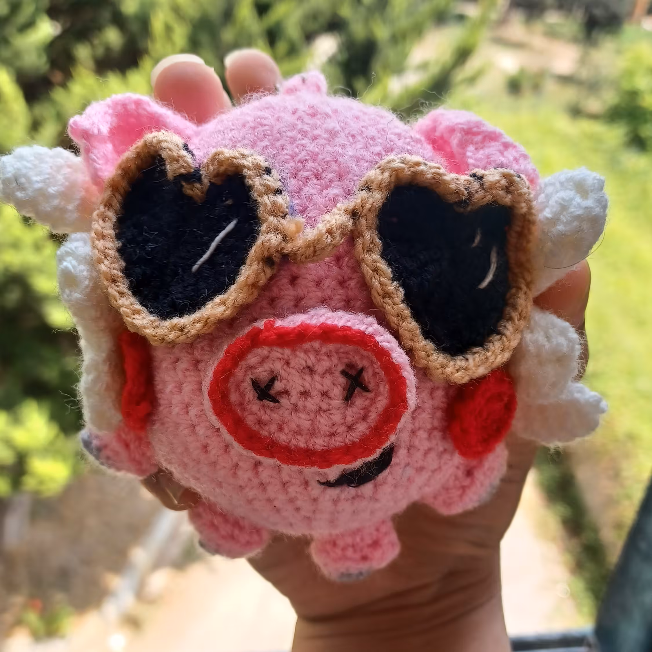 جاکلیدی عروسکی پیگی آبادانی بافتنی خوک صورتی بافلندی