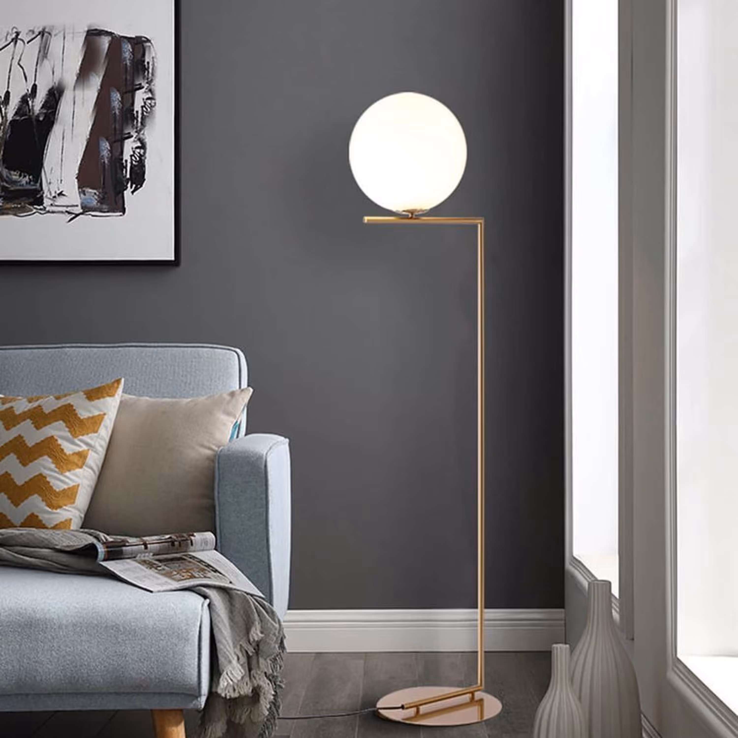 آباژور تک شعله بلند مدرن طلایی و پرنور