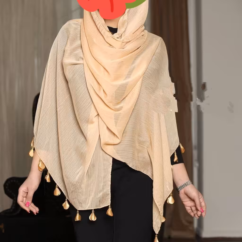 شال حریر کریـشه منگوله دار