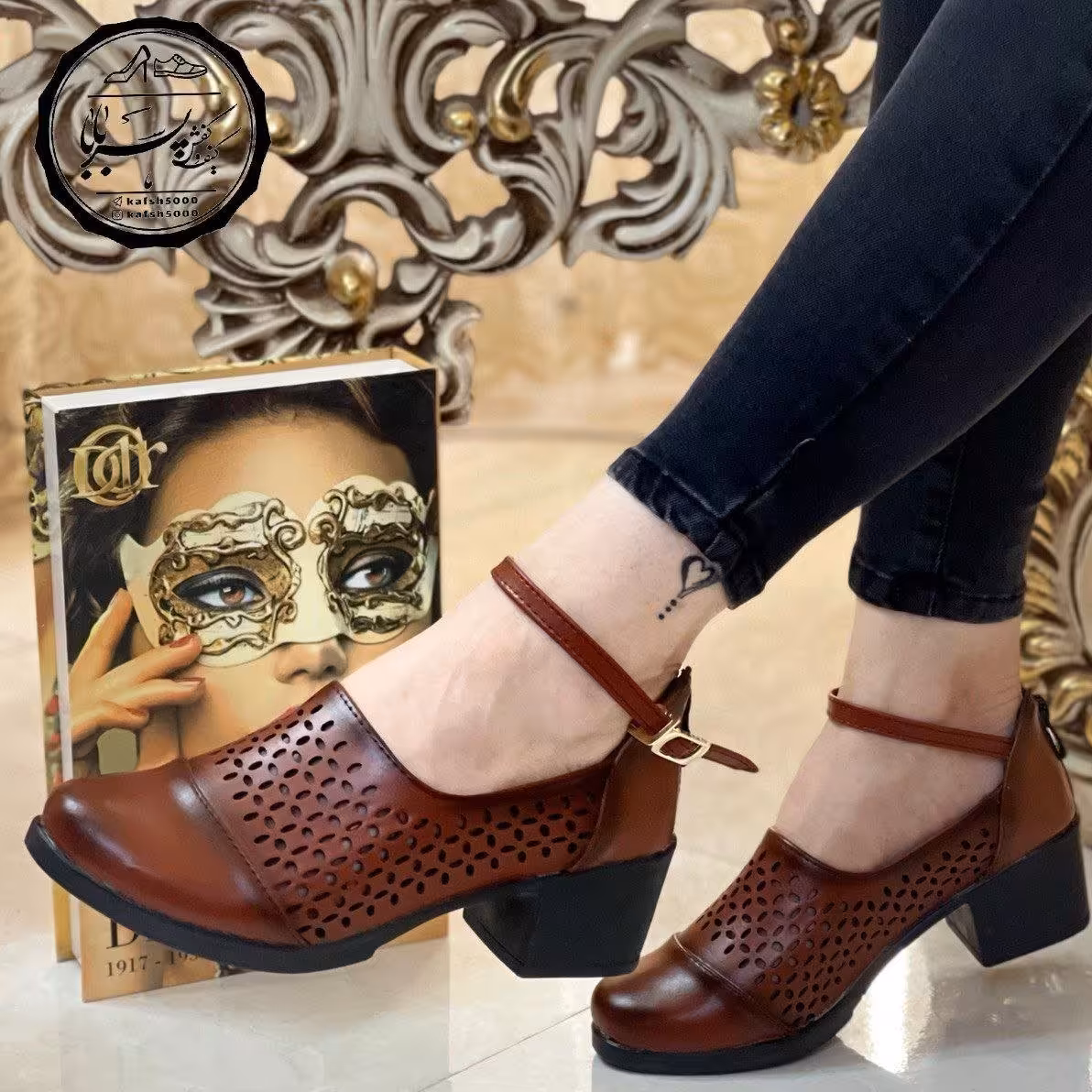 کفش عسلی زنانه شیک و مجلسی