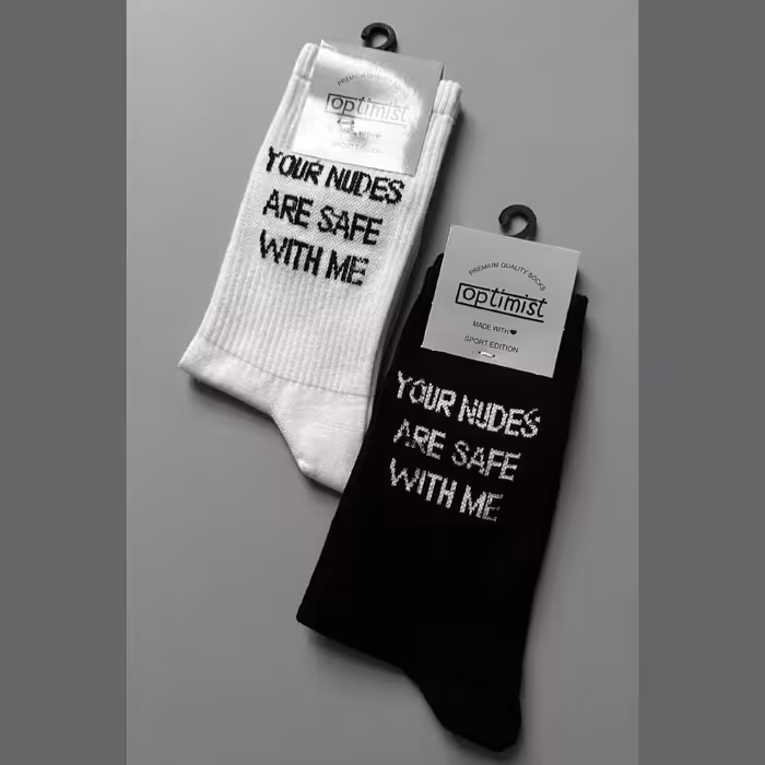 جوراب ساقدار طرح Your nuse are safe with me اسپرت کش انگلیسی فری سایز