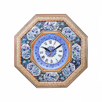 ساعت 8 ضلعی  خاتم کاری مدل گل و مرغ آبی برجسته (18)(گارانتی 120 ماهه)