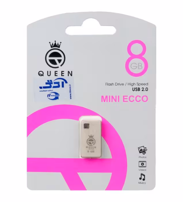 فلش مموری کوئین مدل Mini Ecco USB2.0 ظرفیت 8 گیگابایت