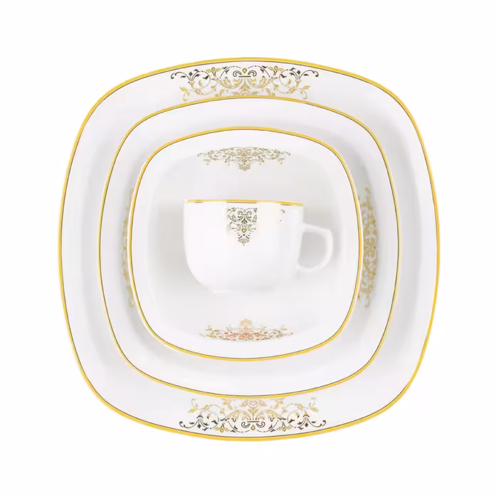 سرویس چینی زرین 12 نفره 98 پارچه مونت کارلو طلایی درجه عالی