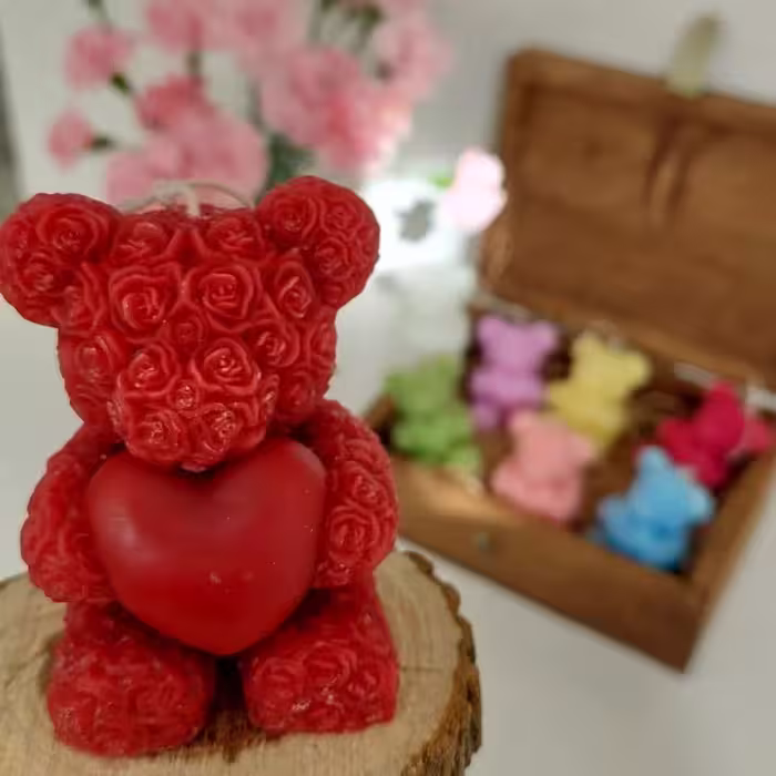 خرس گل دار قلب به دست  عاشق عمده و تک