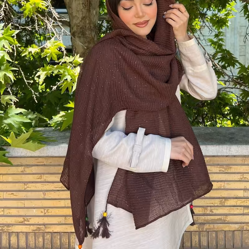 شال نخی پلیسه شاین دار کد10178(6)