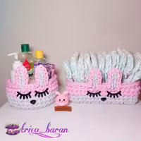 سبد تریکو دو تیکه  طرح خرگوش با رنگبندی دلخواه سایز 15 سانت و سایز 20در13 سانت ارزان تریکوباران