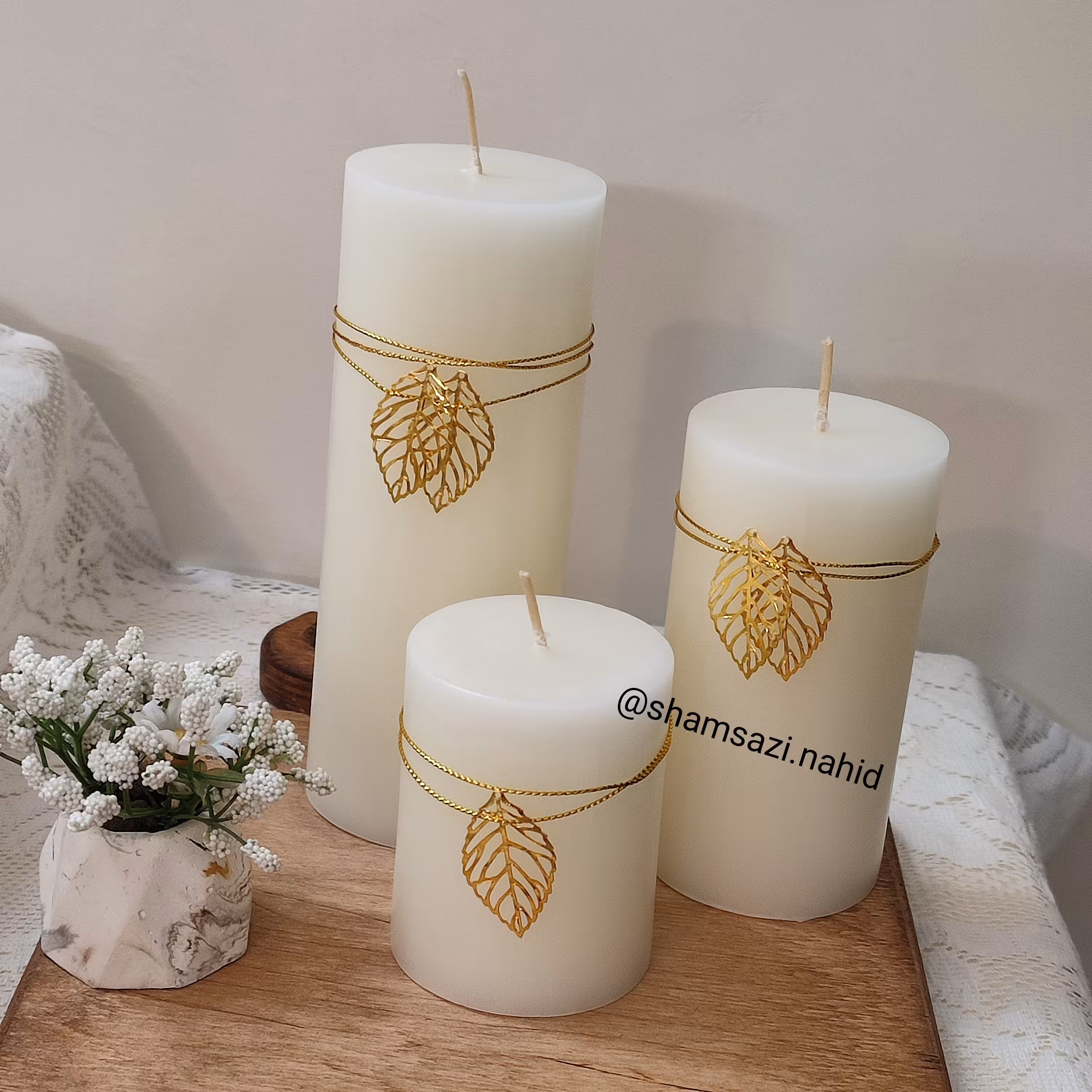 شمع سه عددی برگی 