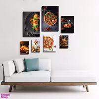 تابلو شاسی بکلیت طرح فست فود و پیتزا و اسپاگتی مدل SH-1813 مجموعه 7 عددی