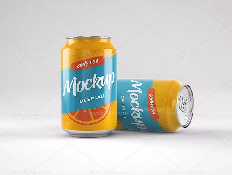 موکاپ قوطی نوشابه کوچک | گرافیک با طعم تربچه