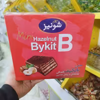 شکلات ویفری فندوقی روکش کاکائو مینی بایکیت شونیز  یک بسته کامل 500گرمی