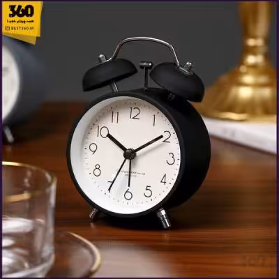 ساعت رومیزی شماطه دار چراغ دار مشکی