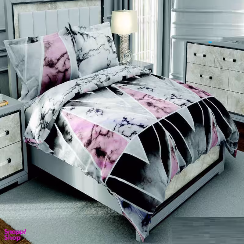 سرویس خواب طرح ساتین پنبه کد 197 دو نفره شش تکه