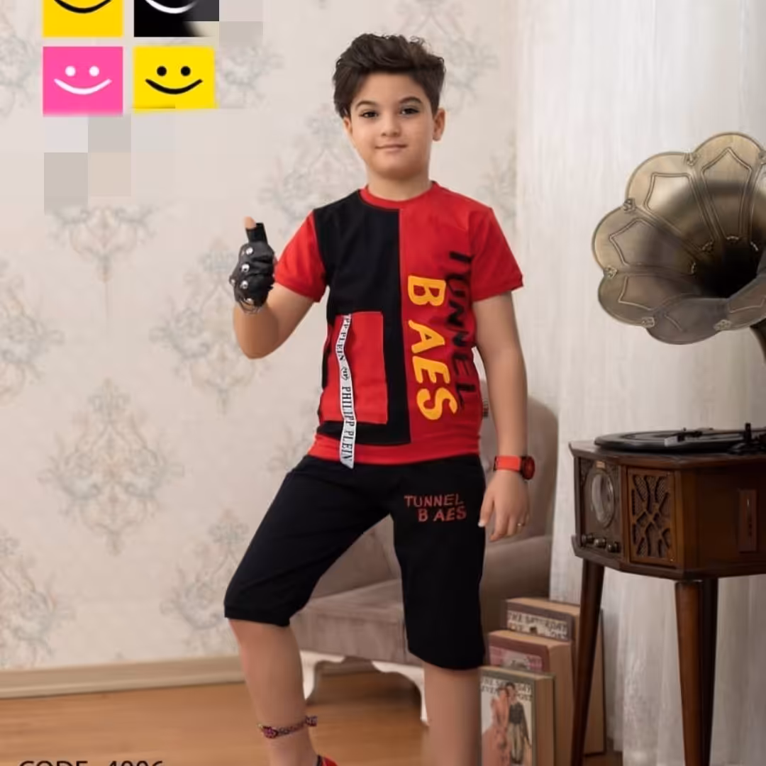 تیشرت شلوارک پسرانه نخ پنبه