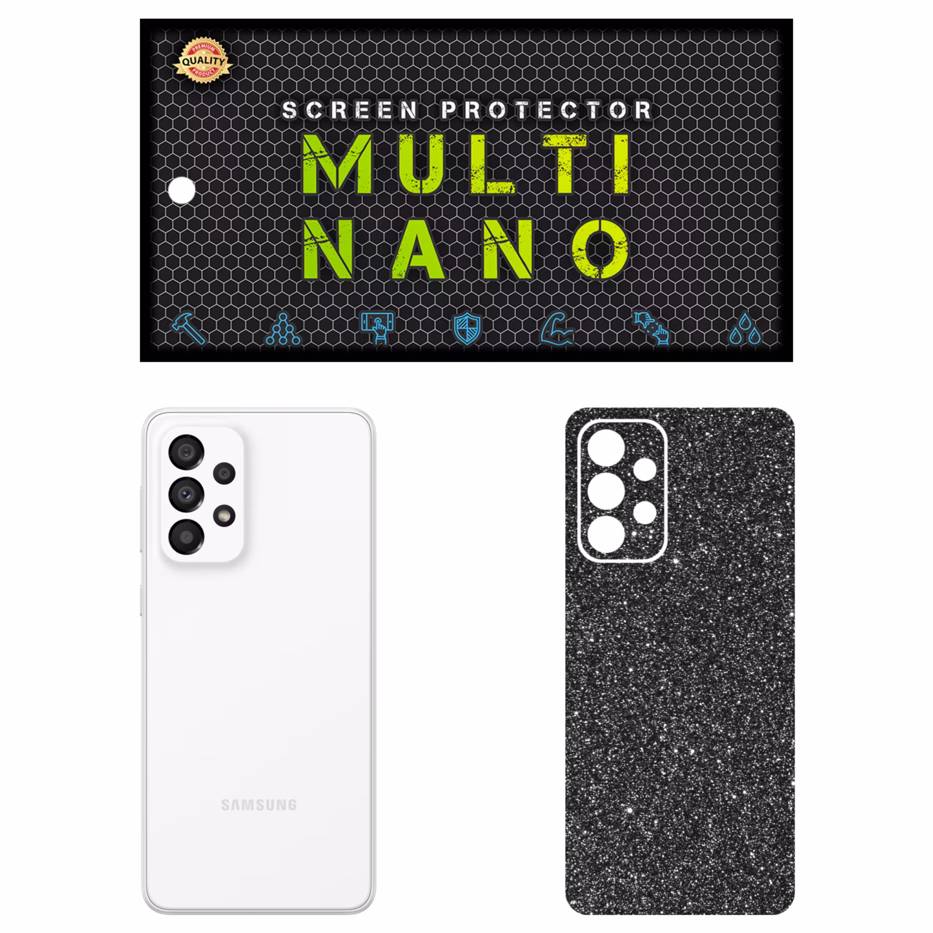 برچسب پوششی MultiNano مدل X-F1G برای پشت موبایل سامسونگ Galaxy  A73 رنگ خاکستری