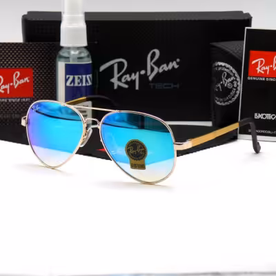 عینک آفتابی خلبانی مردانه زنانه ریبن ری بن لنز شیشه مدل 3015 فنری UV400 RayBan