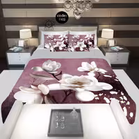 سرویس  روتختی دونفره 8تکه چاپی قابل ست با پرده با انتخاب جنس پارچه کد 1102