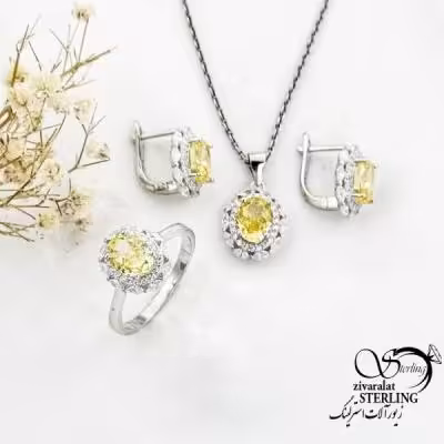 نیمست نقره سنگ سیترین عیار925 کد 18084