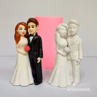 قالب سیلیکونی مولد عروس و داماد سه بعدی ارتفاع 14 سانت