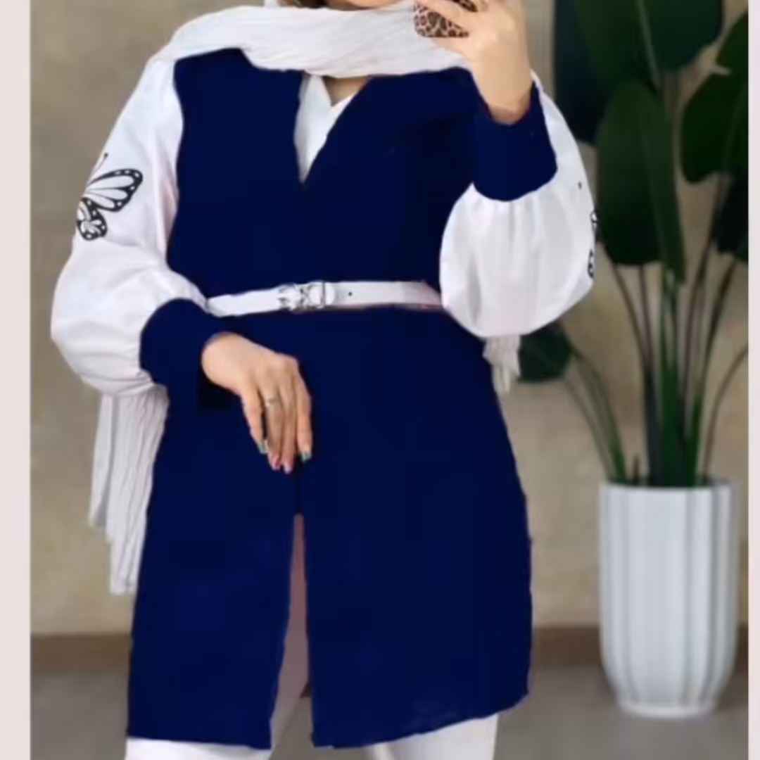 مانتو آستین چاپ سرمه ای