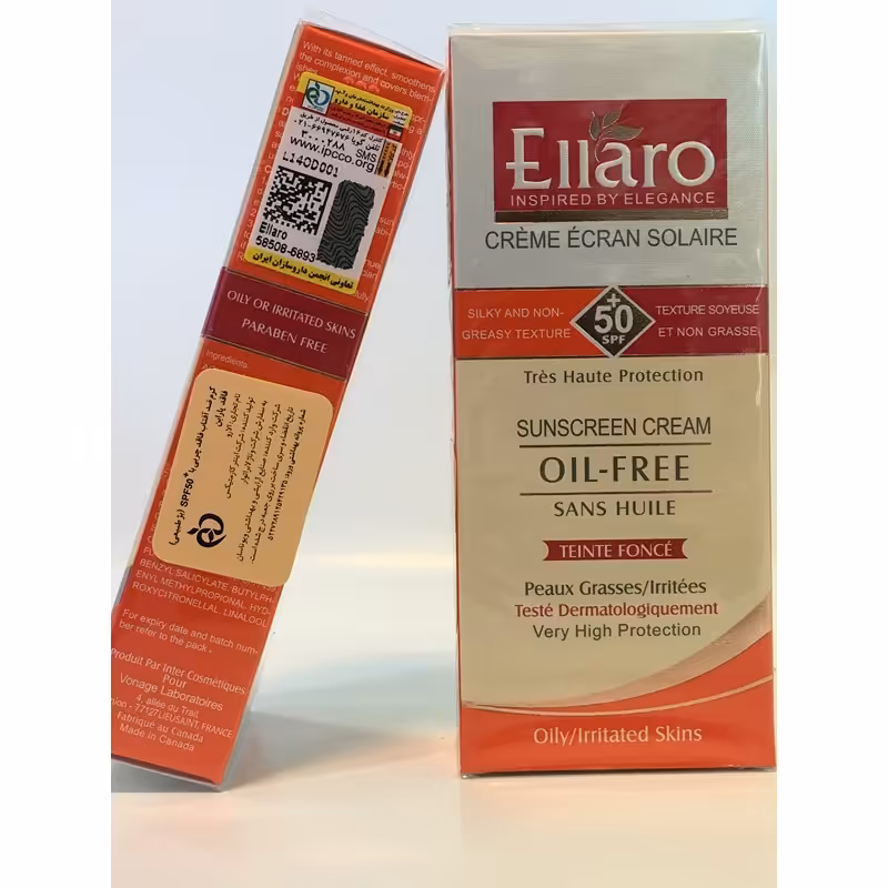 کرم ضد آفتاب فاقد چربی SPF50  (رنگ بژ طبیعی) 50ml  الارو - Ellaro