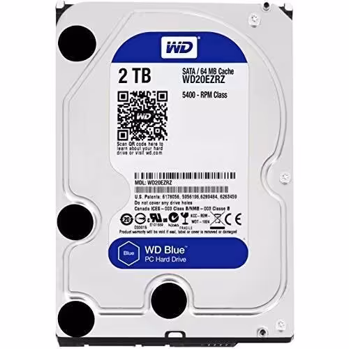 هارد اینترنال وسترن دیجیتال مدل Blue WD20EZَZ ظرفیت 2TBWD Blue WD20EZRZ 2TB Desktop Hard Disk Drive - 5400 RPM 64MB SATA 6Gb/s 3.5 Inch